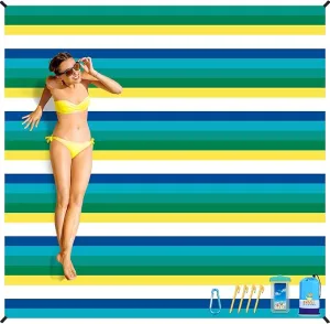 BYDOLL Beach Blanket Sandproof Waterproof 78''×110''1-7 Adults Compact Lightweight Oversized Beach Blanket Large Picnic Mat Beach Blanket for Travel Camping Hiking Picnic