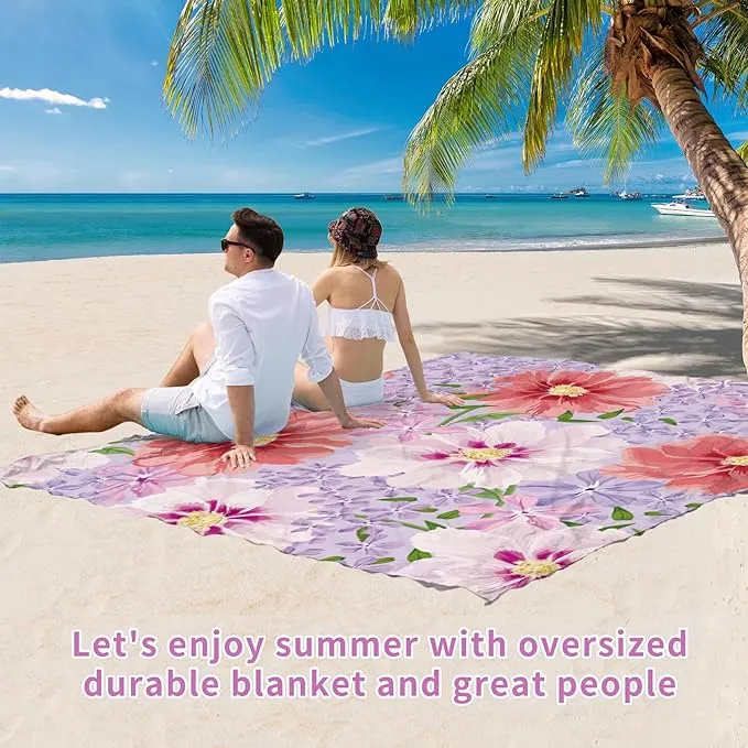 BYDOLL Beach Blanket Sandproof Waterproof 78''×81'' 1-4 Adults Compact Lightweight Oversized Beach Blanket Large Picnic Mat Beach Blanket for Travel Camping Hiking Picnic
