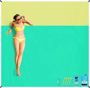BYDOLL Beach Blanket Sandproof Waterproof 78''×81'' 1-4 Adults Compact Lightweight Oversized Beach Blanket Large Picnic Mat Beach Blanket for Travel Camping Hiking Picnic