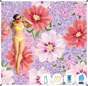 BYDOLL Beach Blanket Sandproof Waterproof 78''×81'' 1-4 Adults Compact Lightweight Oversized Beach Blanket Large Picnic Mat Beach Blanket for Travel Camping Hiking Picnic