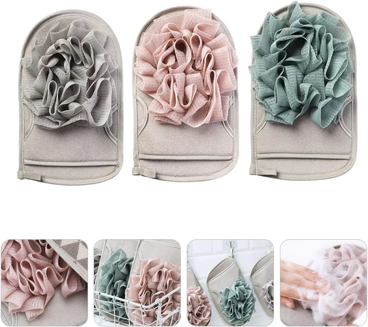 Cabilock 9 Pcs Double Sided Bath Towel Exfoliator Remover Gloves Kids Bath Gloves Mesh Pouf Shower Ball Gloves for Cleaning Body Scrub Gloves Back Skin Care Pe Material Rub Mud
