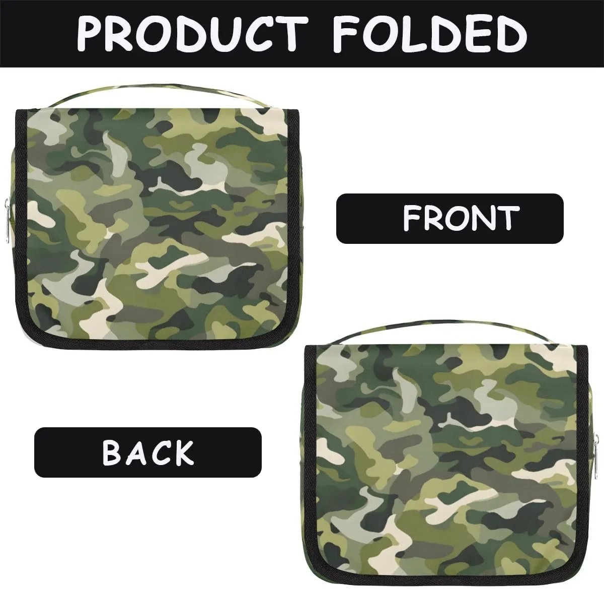 Camouflage Hanging Travel Toiletry Bag for Kids, Women Cosmetic Organizer Makeup Bag Pouch Men Shaving Dopp Kit Shower Bag With Sturdy Hook