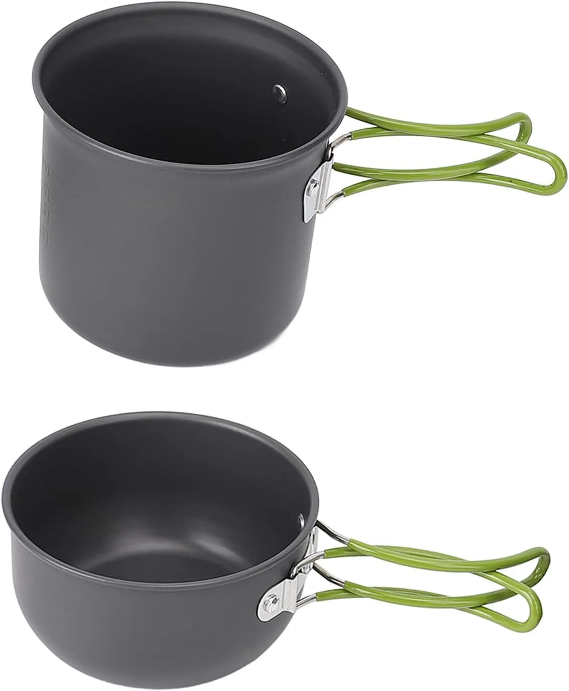 Camping Cooking Set Aluminum Alloy Pot Spoon Fork for 2 People Green