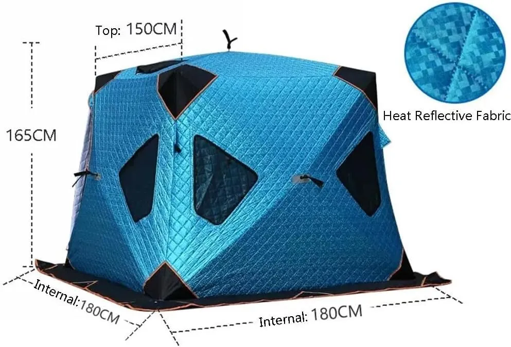 Camping Equipment Winter Fishing Tent Ice Fishing Shelter Heat Reflective Fabric Three-Layer Quilted Insulation Effect is Good (Blue A)