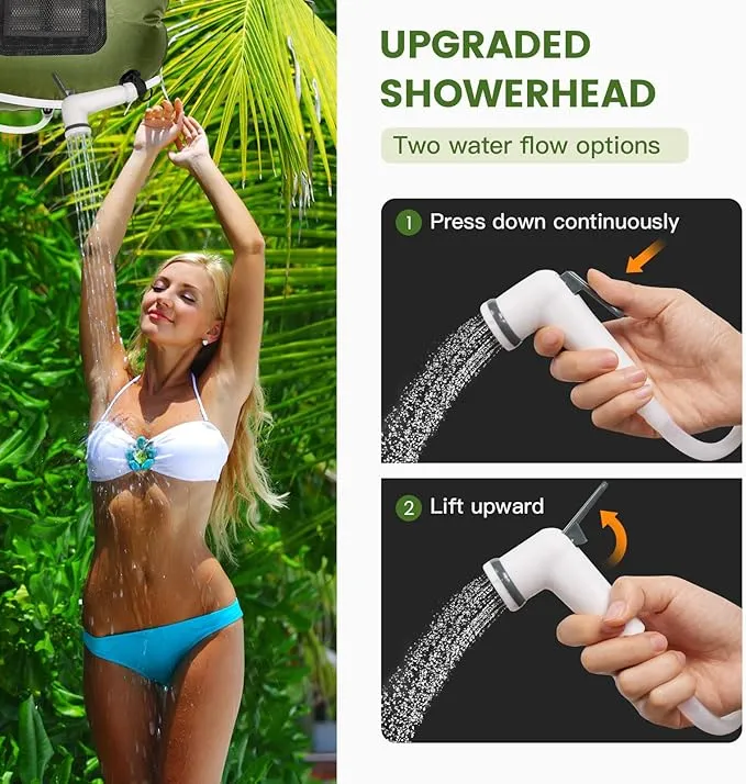 Camping Shower Bag, Camping Shower with Upgraded Hose and Shower Head,Portable Shower for Camping Hiking, Traveling