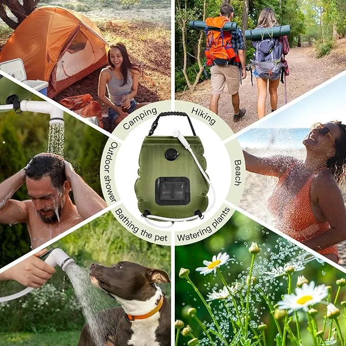 Camping Shower Bag, Camping Shower with Upgraded Hose and Shower Head,Portable Shower for Camping Hiking, Traveling