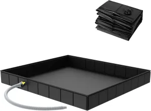 Camping Shower Base, 41" x 41" x 5.2"Foldable Shower Tent Awning Base with Drain Hose to Keep Feet Clean, Portable Shower Pan for Indoor and Outdoor