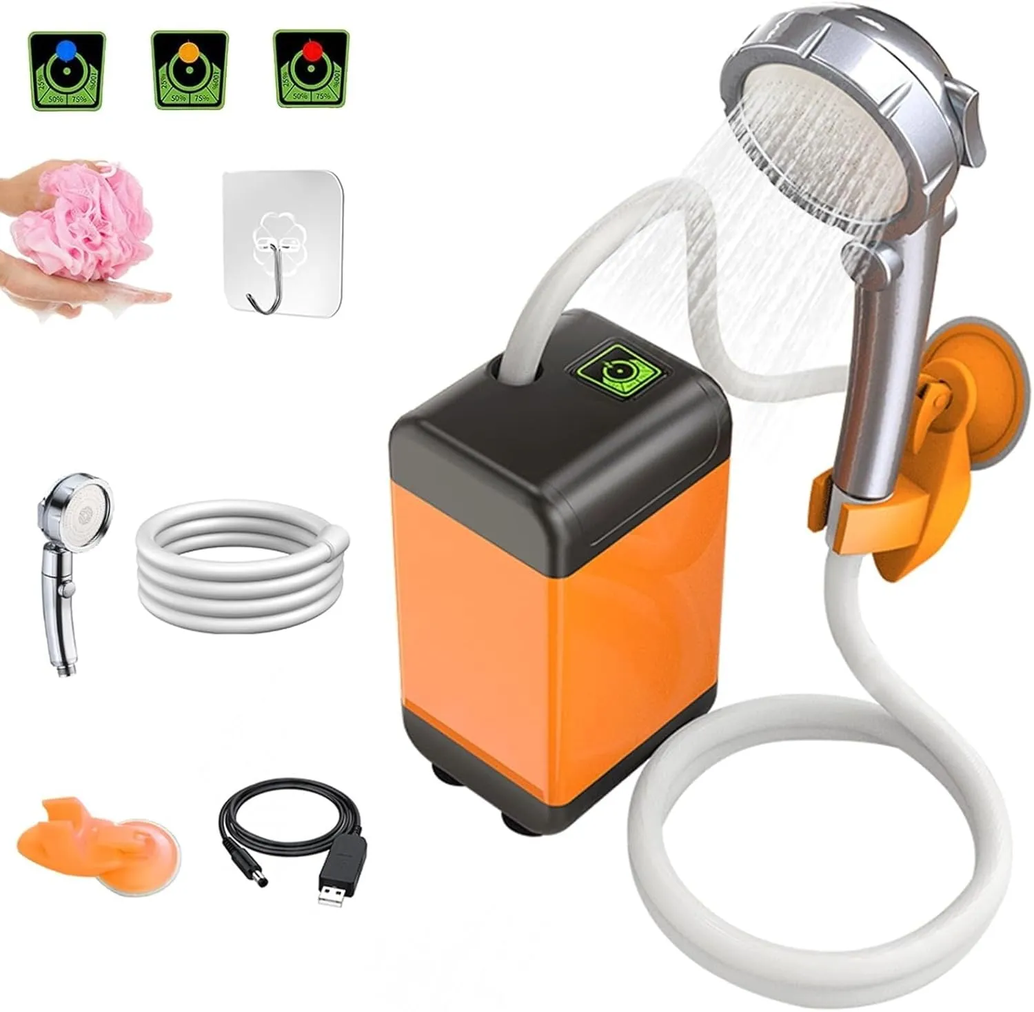 Camping Shower, Portable Camping Shower, Rechargeable Electric Shower Pump for Camping Car Washing Gardening Pet Cleaning(Display,7800 mAh)