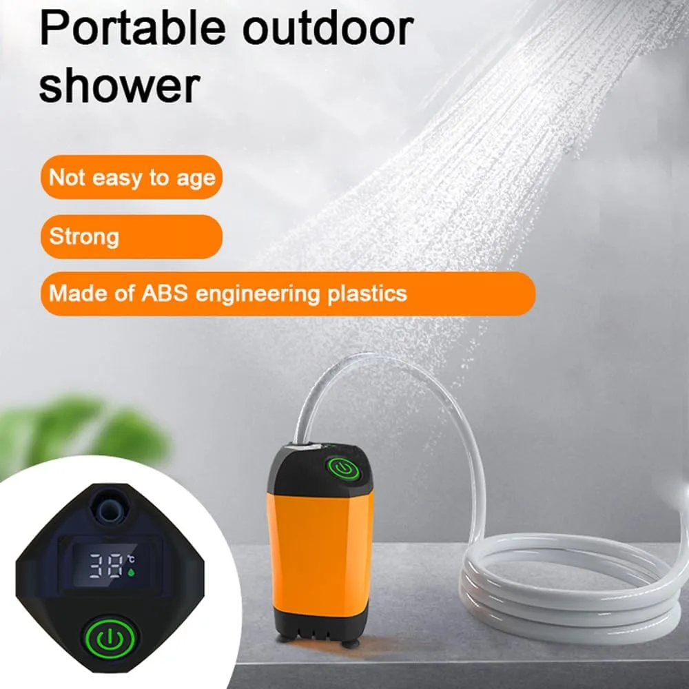 Camping Shower Portable Electric Shower Pump IPX7 Waterproof with Digital Display for Camping Hiking Backpacking Travel Beach Pet Watering