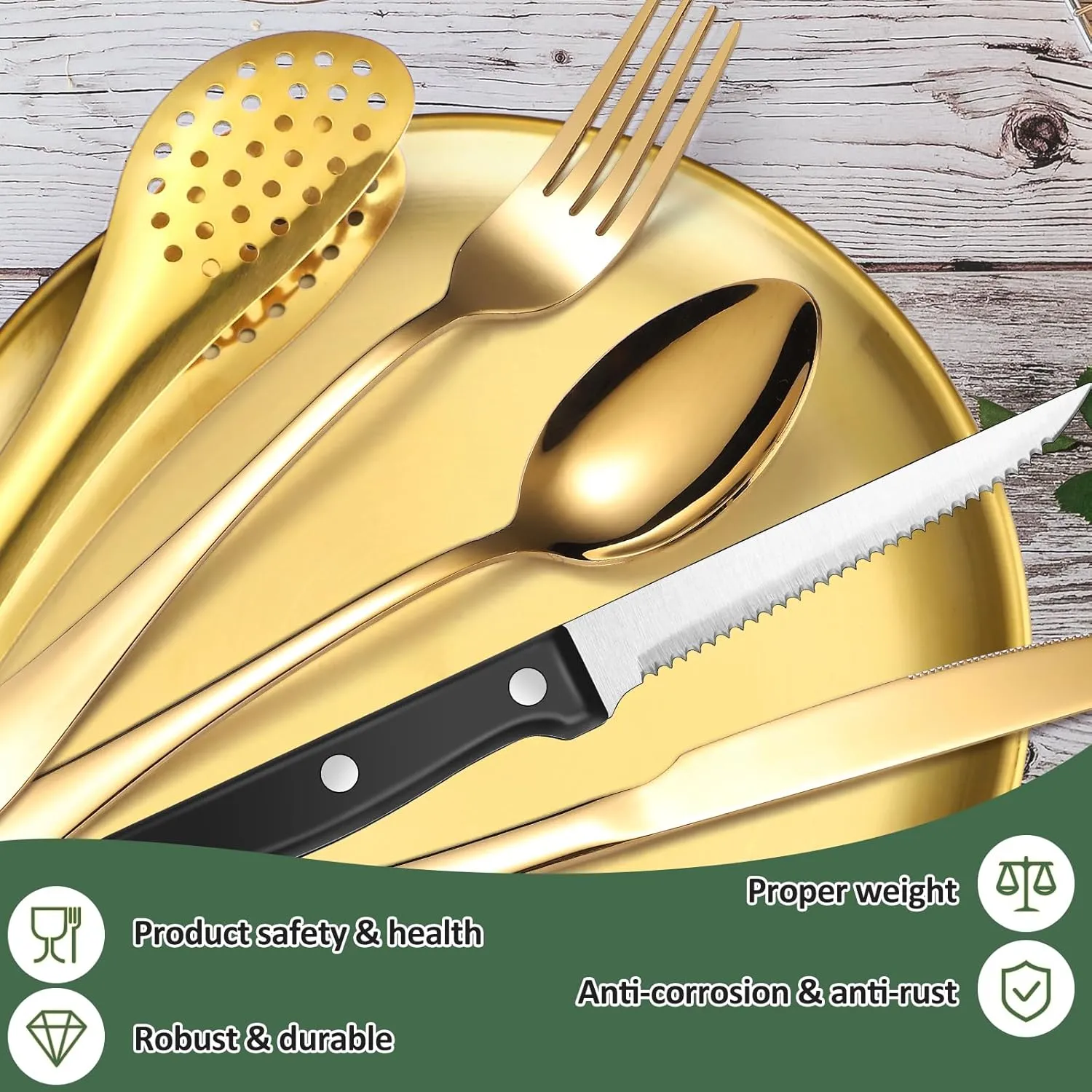 Camping Silverware Kit Cutlery Organizer Utensil Picnic Set Stainless Steel Plate Spoon Clip and Serrated Knife Wine Opener Fork Napkin Hiking - Camp Kitchen BBQ’s