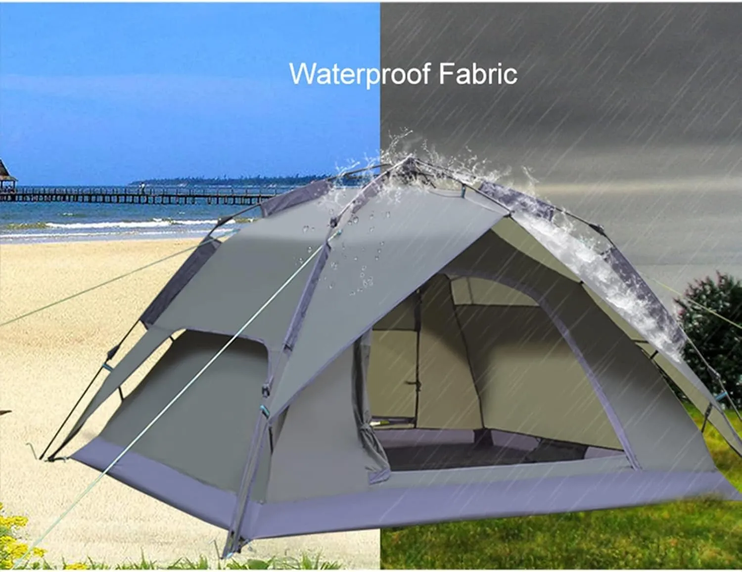 Camping Tent Automatic Tent 3-4 Person Camping Tent,Easy Instant Setup Protable Backpacking for Sun Shelter,Travelling,Hiking