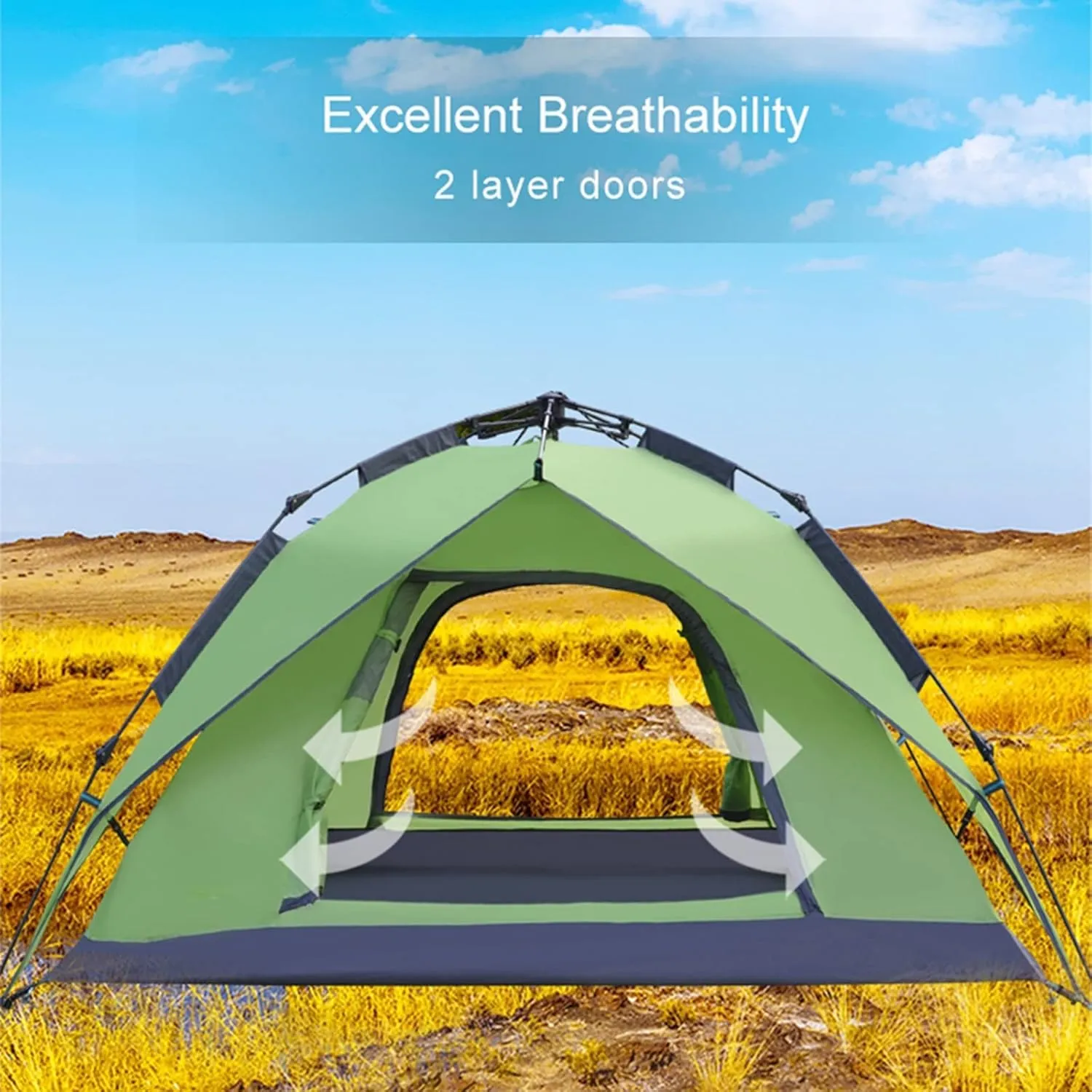Camping Tent Automatic Tent 3-4 Person Camping Tent,Easy Instant Setup Protable Backpacking for Sun Shelter,Travelling,Hiking