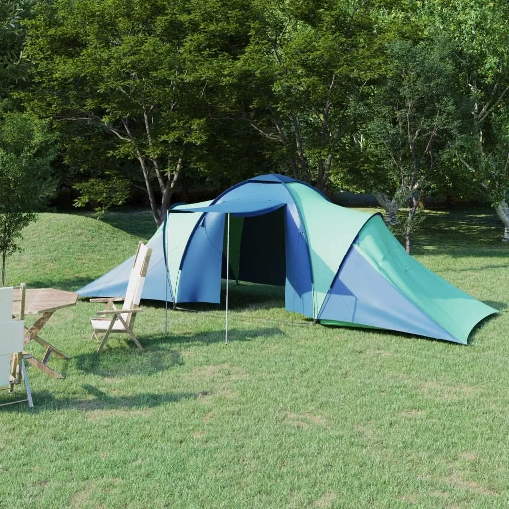 Camping Tent for 6 Persons with Mosquito Net, Easy Setup Design, Blue and Green