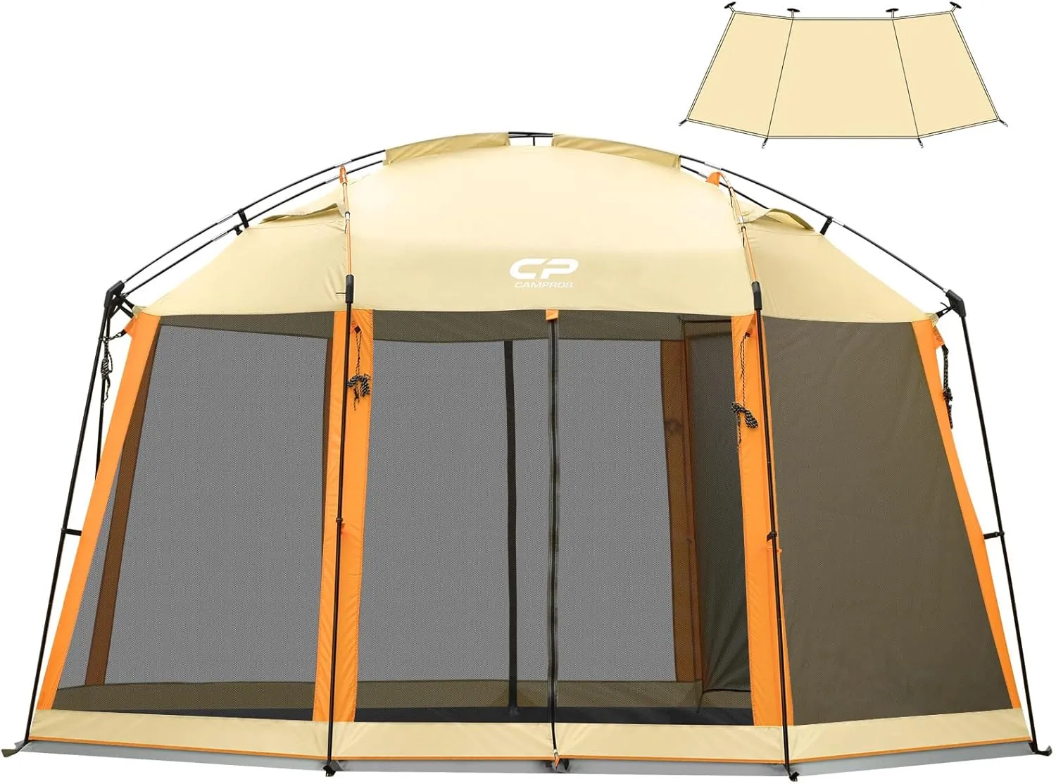 CAMPROS CP Screen House Room with 1 Pc Removal Wind/Sun Panel Canopy Tent Camping Tent Screen Shelter Gazebos for Patios Outdoor Camping Activities, 13'X13'X88in(H) - Beige