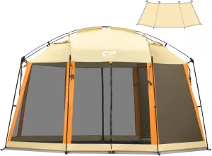CAMPROS CP Screen House Room with 1 Pc Removal Wind/Sun Panel Canopy Tent Camping Tent Screen Shelter Gazebos for Patios Outdoor Camping Activities, 13'X13'X88in(H) - Beige