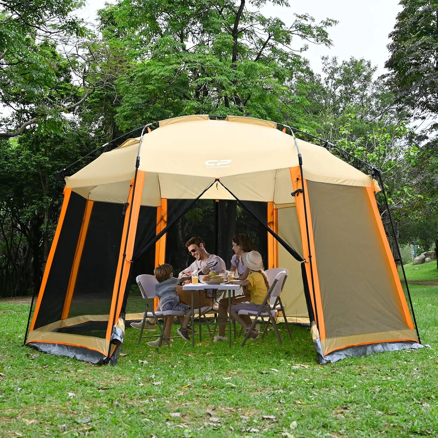 CAMPROS CP Screen House Room with 1 Pc Removal Wind/Sun Panel Canopy Tent Camping Tent Screen Shelter Gazebos for Patios Outdoor Camping Activities, 13'X13'X88in(H) - Beige