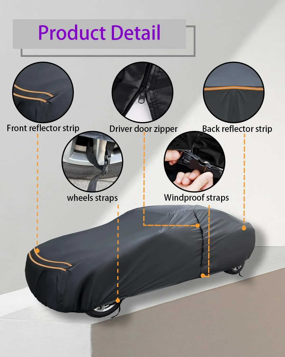 Car Cover Waterproof All Weather Custom Fit for Toyota Camry 1996-2025/Honda Accord 2001-2025, Indoor/Outdoor Waterproof Car Cover Rain Sun/UV Proof with Door Zipper & Windproof Straps