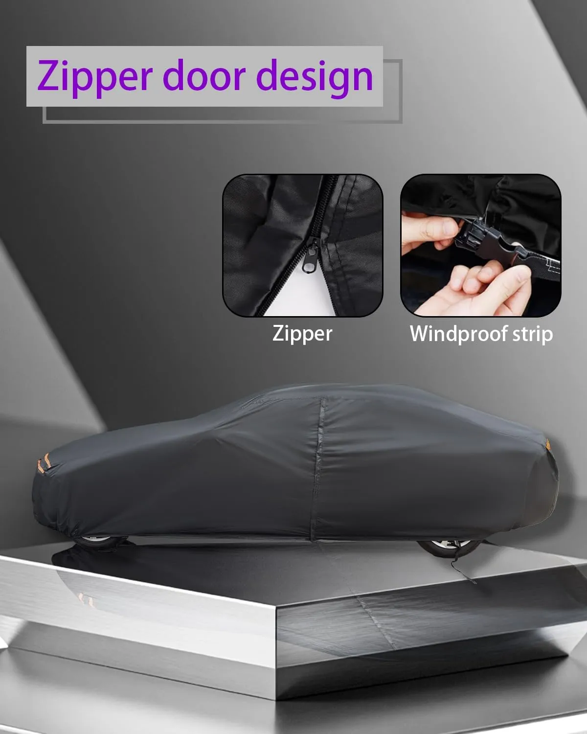 Car Cover Waterproof All Weather Custom Fit for Toyota Camry 1996-2025/Honda Accord 2001-2025, Indoor/Outdoor Waterproof Car Cover Rain Sun/UV Proof with Door Zipper & Windproof Straps