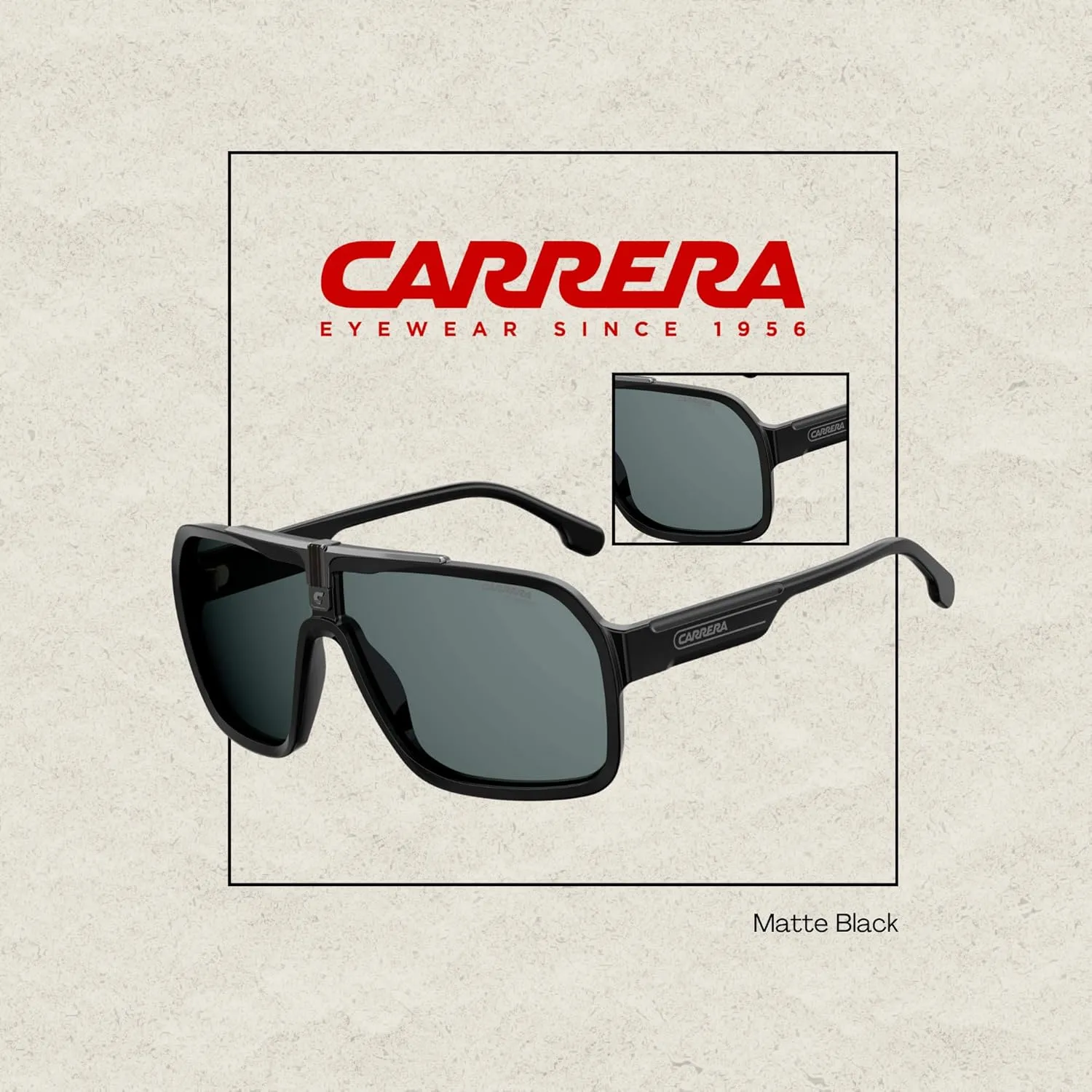 Carrera CA1014/S Square Sunglasses for Men   BUNDLE With Designer iWear Eyewear Kit