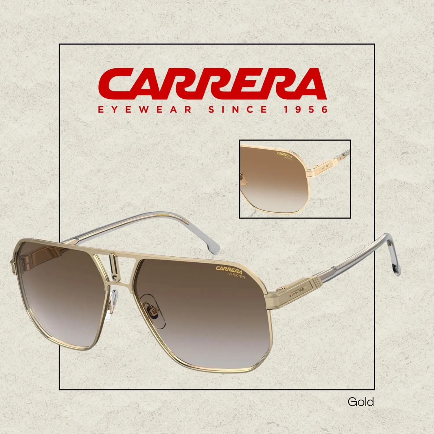 Carrera CA1062/S Square Sunglasses for Men   BUNDLE With Designer iWear Complimentary Eyewear Kit