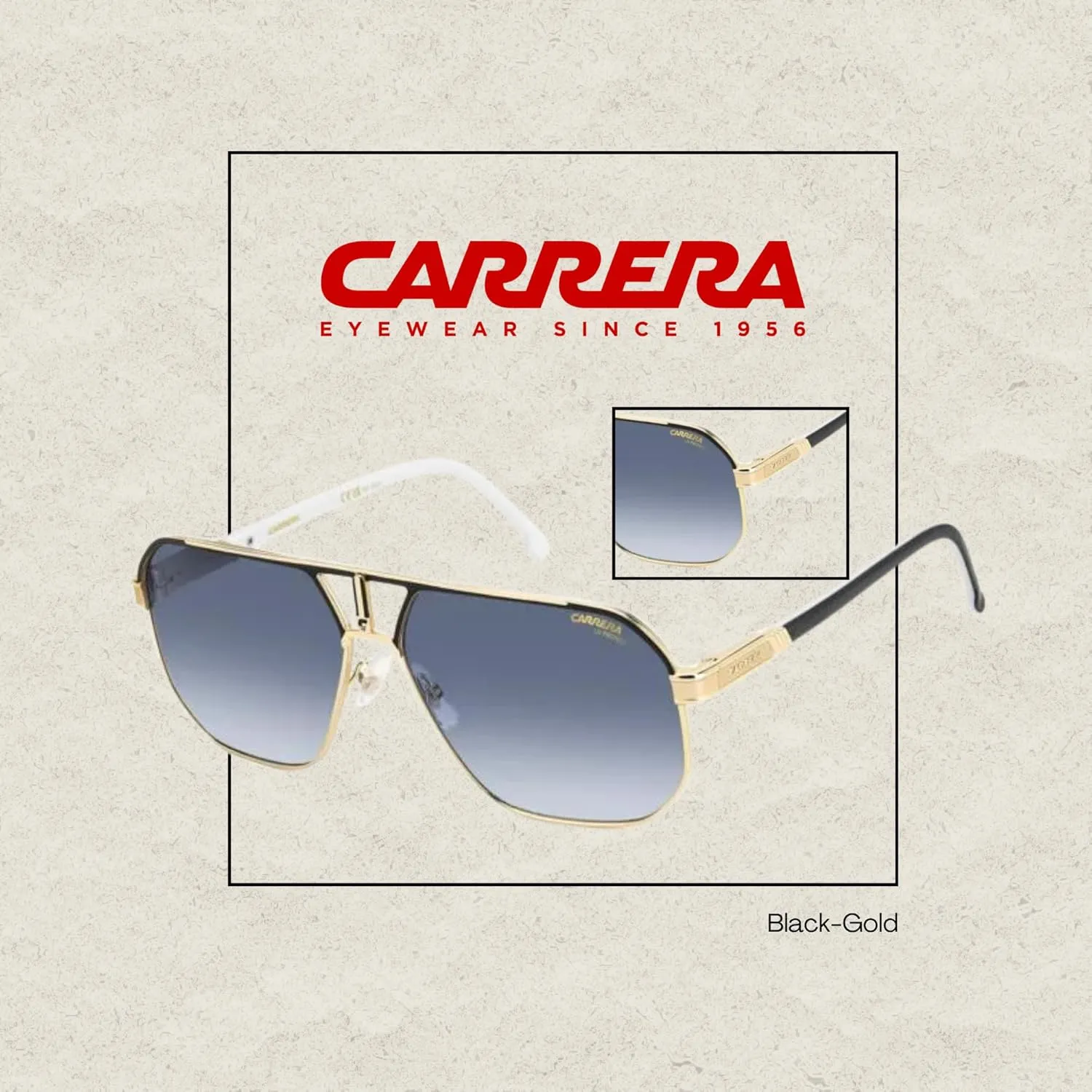 Carrera CA1062/S Square Sunglasses for Men   BUNDLE With Designer iWear Complimentary Eyewear Kit