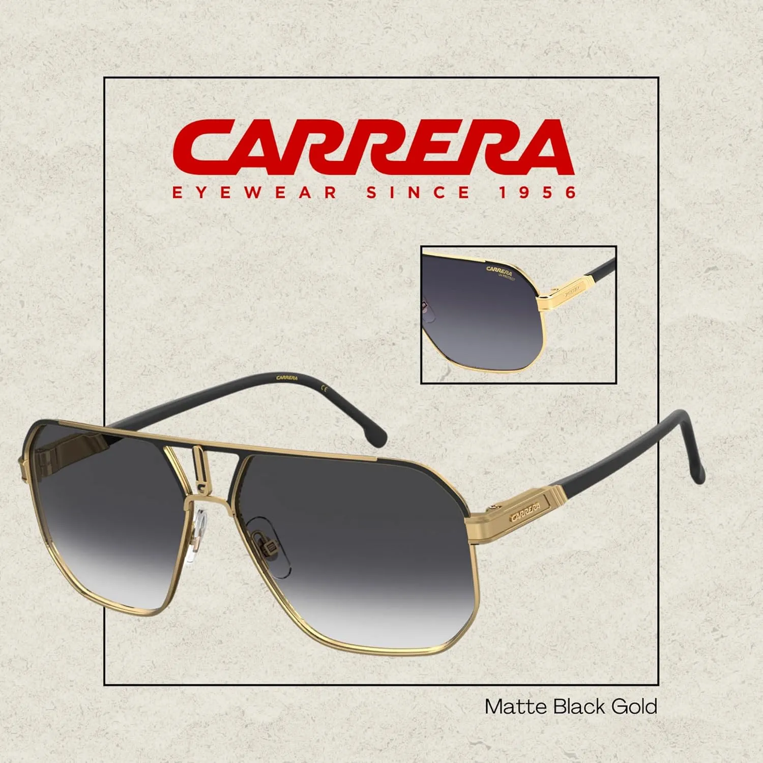 Carrera CA1062/S Square Sunglasses for Men   BUNDLE With Designer iWear Complimentary Eyewear Kit