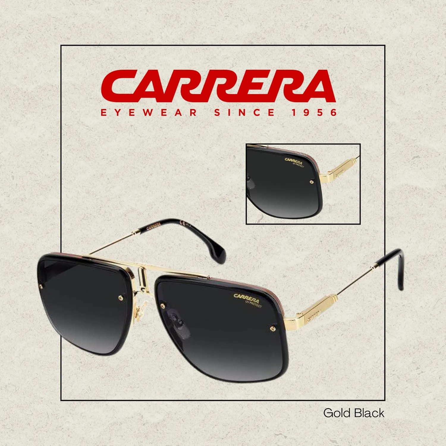 Carrera GLORY II Rectangle Sunglasses for Men   BUNDLE With Designer iWear Eyewear Kit