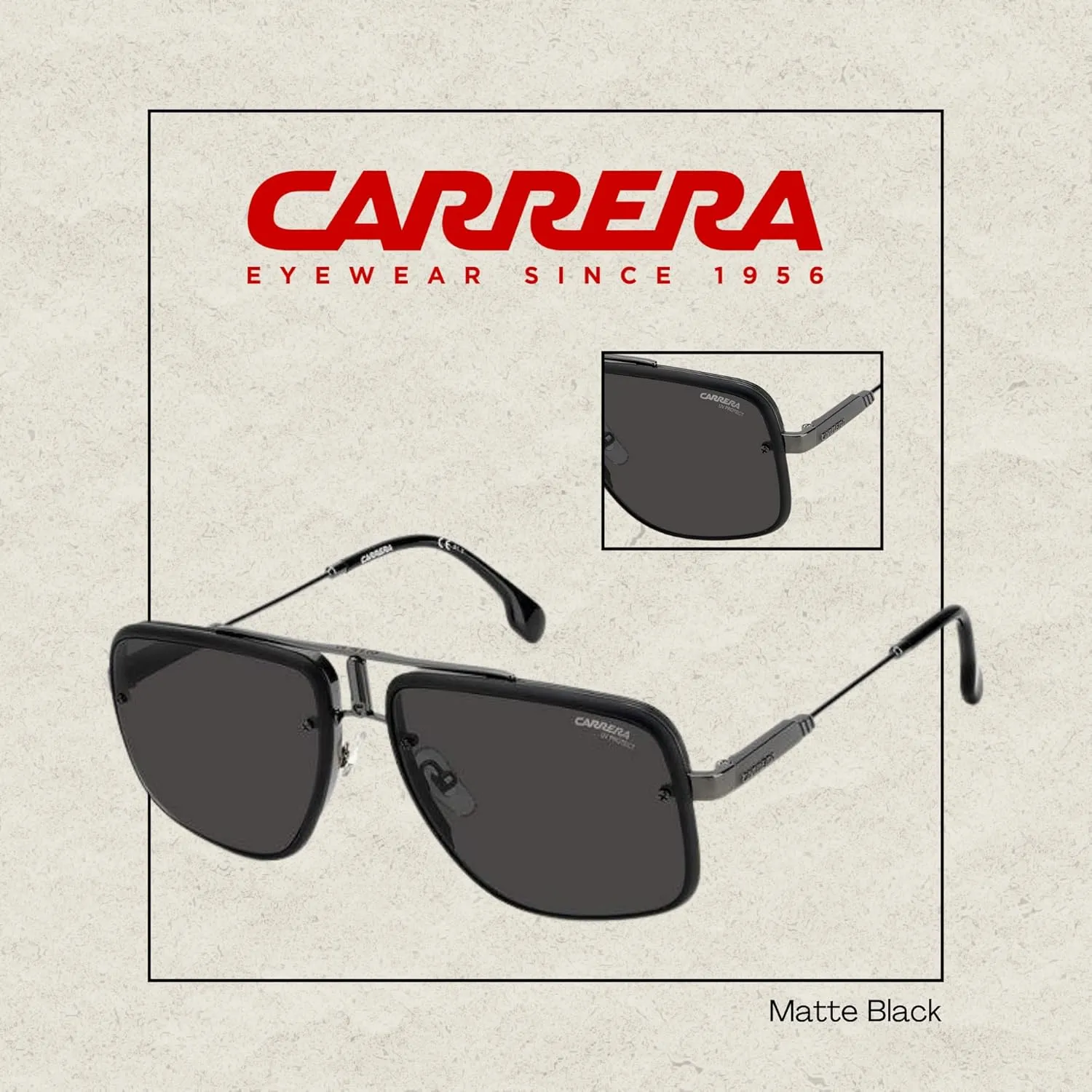 Carrera GLORY II Rectangle Sunglasses for Men   BUNDLE With Designer iWear Eyewear Kit
