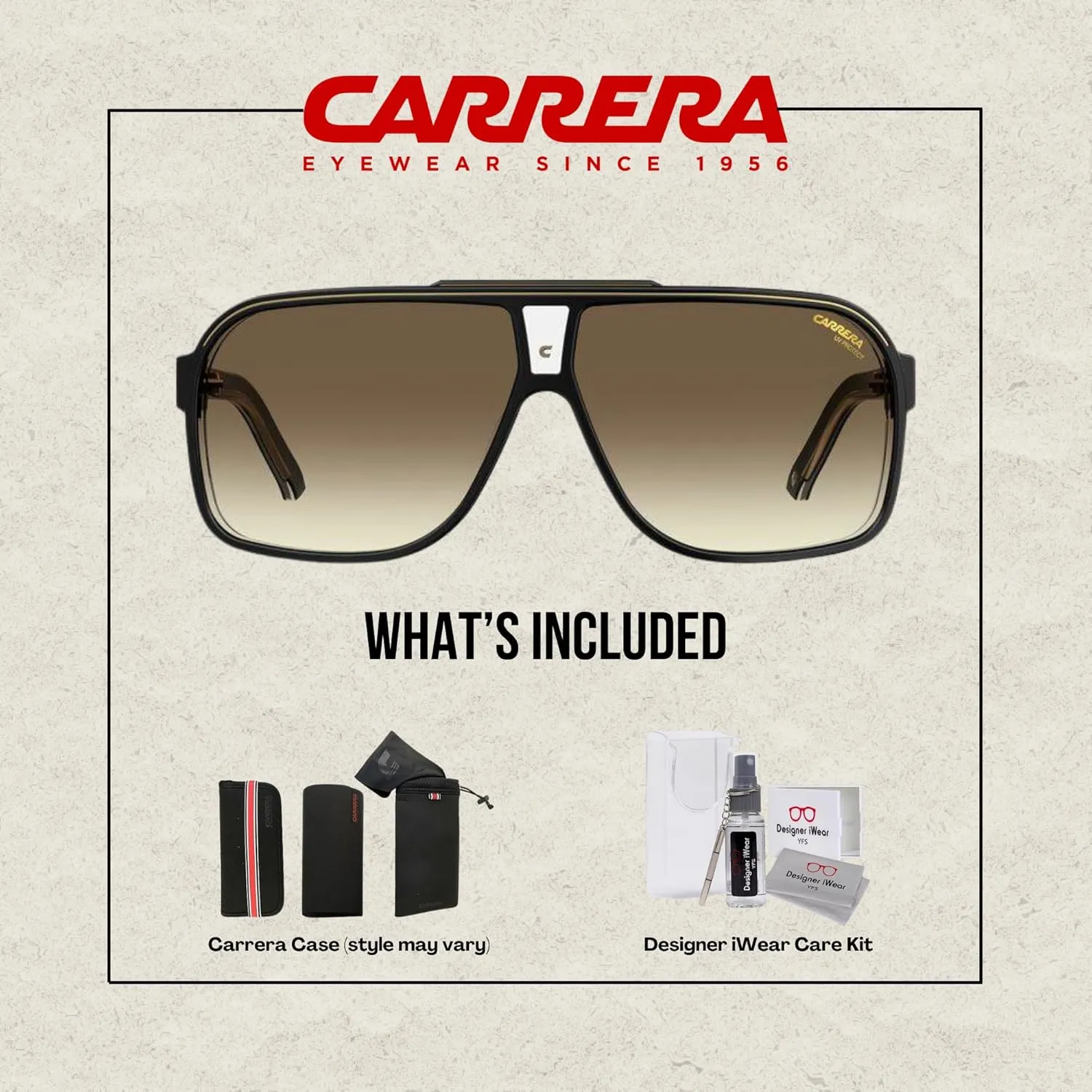 Carrera Grand Prix 2/S Rectangle Sunglasses For Men For Women  BUNDLE with Designer iWear Eyewear Care Kit