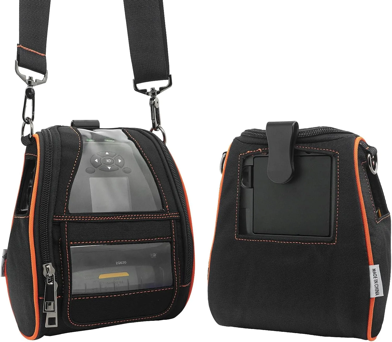 Carrying Case for Zebra ZQ630 & QLN420 - Portable Thermal Label Printer Bag with Shoulder Strap and Belt Clip, Easy Transport and Protection, Convenient Label Access