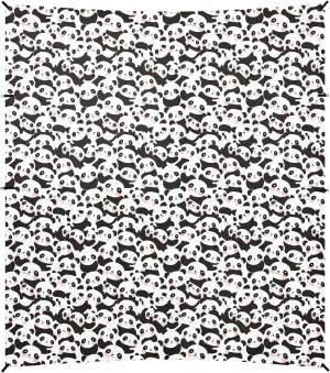 Cartoon Cute Pandas White Black Foldable Beach Tent UPF50  Protection Easy Setup Shade Sun Shelter with Sturdy Poles, Sandbags and Shovel for Family Travel
