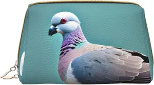 Cartoon Pigeon 4 Leather Toiletry Travel Bag, Compact Makeup Organizer For Women