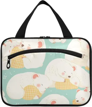 Cartoon Sleeping Tasmanian Devil Light Green hanging travel bag toiletry kit with hook, designer collapsible toiletry kit for mom hotel bolsa de maquillaje para mujer L