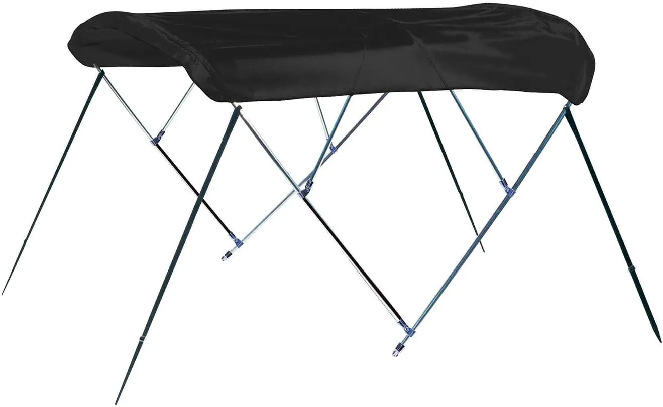 Carver A5475TB-02 6'L 3-Bow Round Tube Bimini Top Kit - 54" H, Fits 73"-78" W, Jet Black