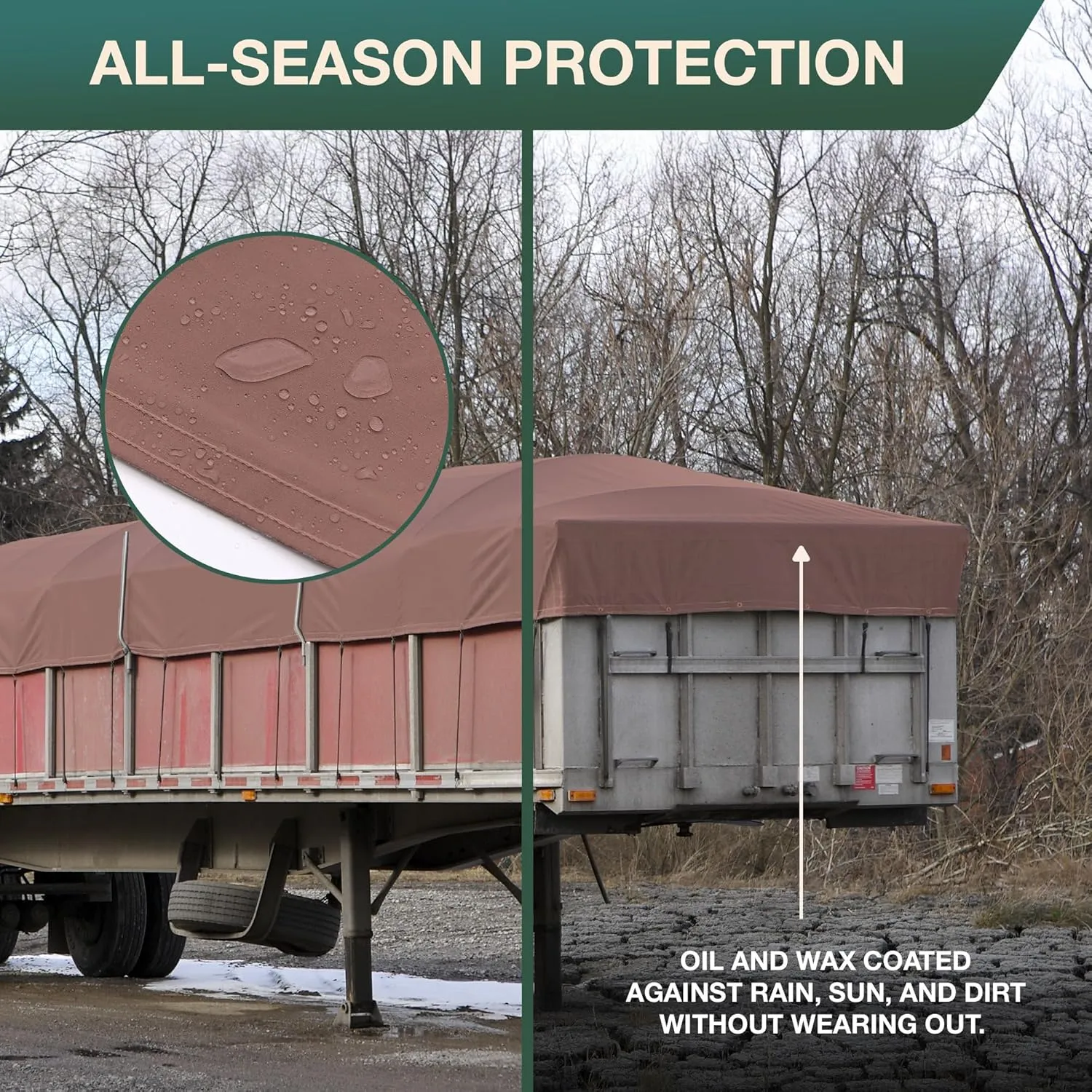 CCS Waterproof Canvas Tarp Cover – Heavy Duty Duck Cloth, Waxed Canvas Tarpaulin with Rustproof Brass Grommets for Camping, Construction, Equipment & Outdoor Use (Brown, 5x7 Ft)