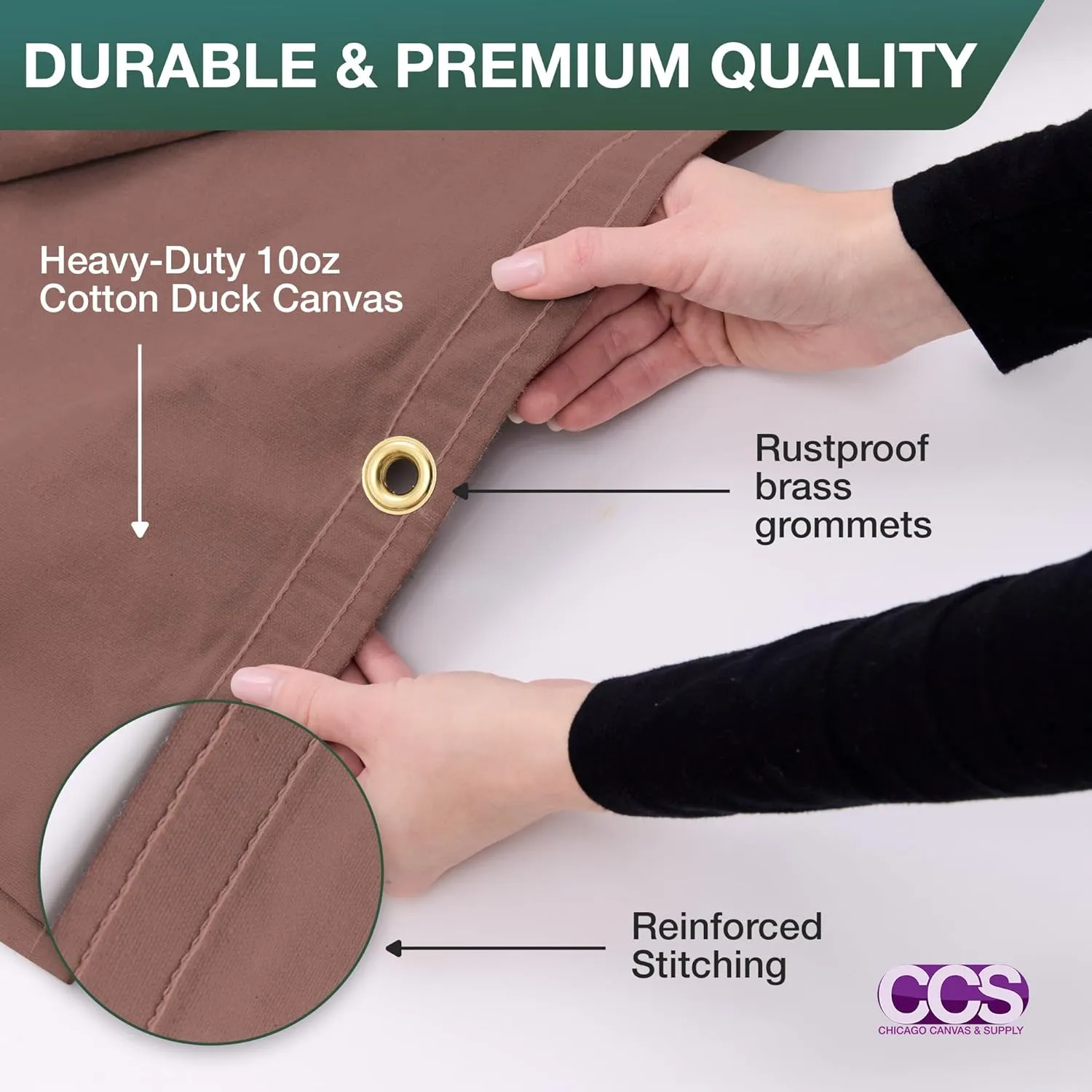 CCS Waterproof Canvas Tarp Cover – Heavy Duty Duck Cloth, Waxed Canvas Tarpaulin with Rustproof Brass Grommets for Camping, Construction, Equipment & Outdoor Use (Brown, 5x7 Ft)