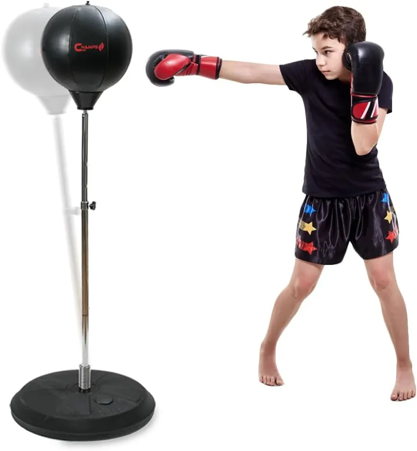 Champs MMA Boxing Freestanding Reflex Bag Dummy, Punching Bag with Stand and Gloves Set, Exercise Equipment for Agility, Hand-Eye Coordination Workout Kit