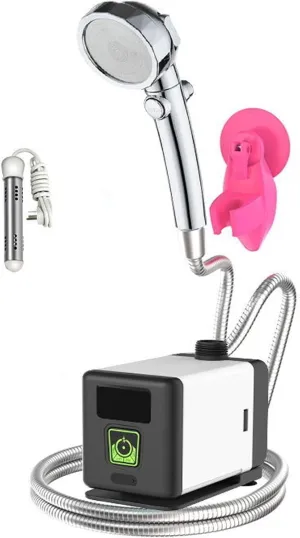 Charging[no thermometer] hot,Portable Outdoor Shower, 6000 mAh Pure Copper Brushless Motor Pump, Outdoor Camping Shower, Good Quiet Effect, Suitable for Camping and Travel
