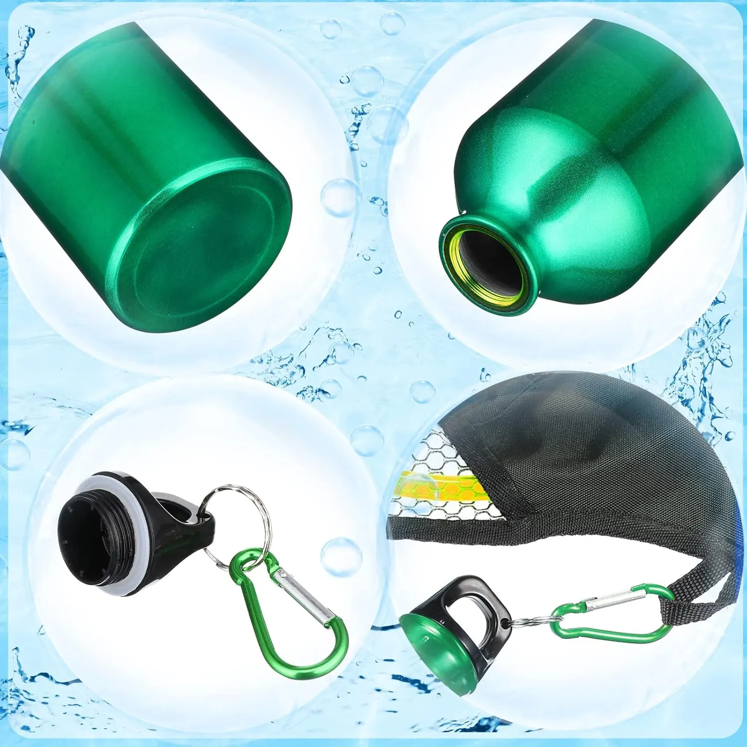 CHENGU 10 Pcs Aluminum Water Bottle 20 oz Reusable Bottles Lightweight Leak Proof Aluminum Sports Travel Bottles with Twist Cap Buckle for Gym, Hiking, Cycling, Camping, Fishing