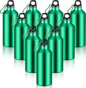 CHENGU 10 Pcs Aluminum Water Bottle 20 oz Reusable Bottles Lightweight Leak Proof Aluminum Sports Travel Bottles with Twist Cap Buckle for Gym, Hiking, Cycling, Camping, Fishing