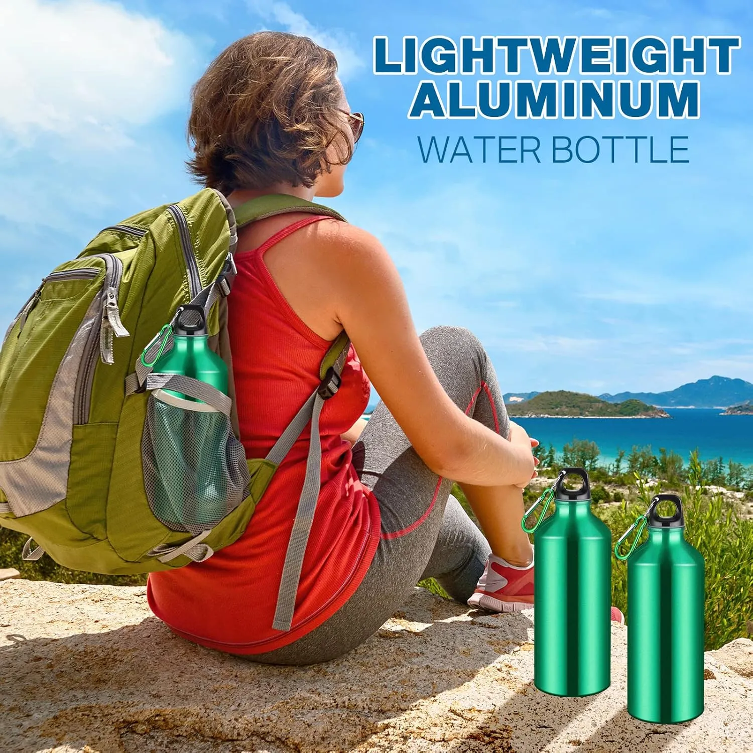 CHENGU 10 Pcs Aluminum Water Bottle 20 oz Reusable Bottles Lightweight Leak Proof Aluminum Sports Travel Bottles with Twist Cap Buckle for Gym, Hiking, Cycling, Camping, Fishing