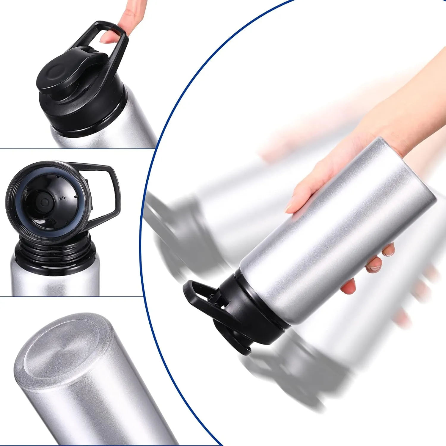 CHENGU Water Bottle Bulk 20 oz Aluminum Reusable Bottles Lightweight Snap Lid Water Cups Easy Carry Leak Proof Travel Tumbler for Gym Sports Camping Hiking Fishing