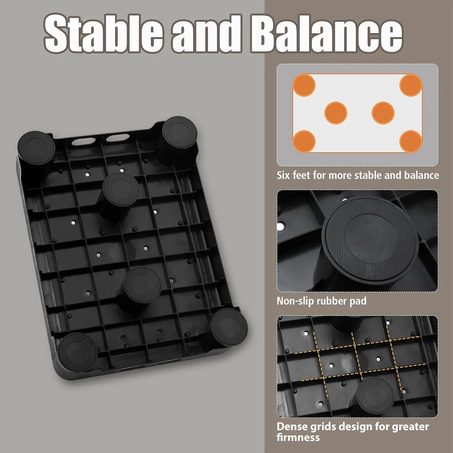 CHIKILLA Adjustable Step Stool for Adults Kids and Senior, Non-Slip Step Platform Indoor and Outdoor for Pregnant Woman, Portable Stair Assist for Kitchen Car Bedside and Shower, Black-Black, 3.4-5In