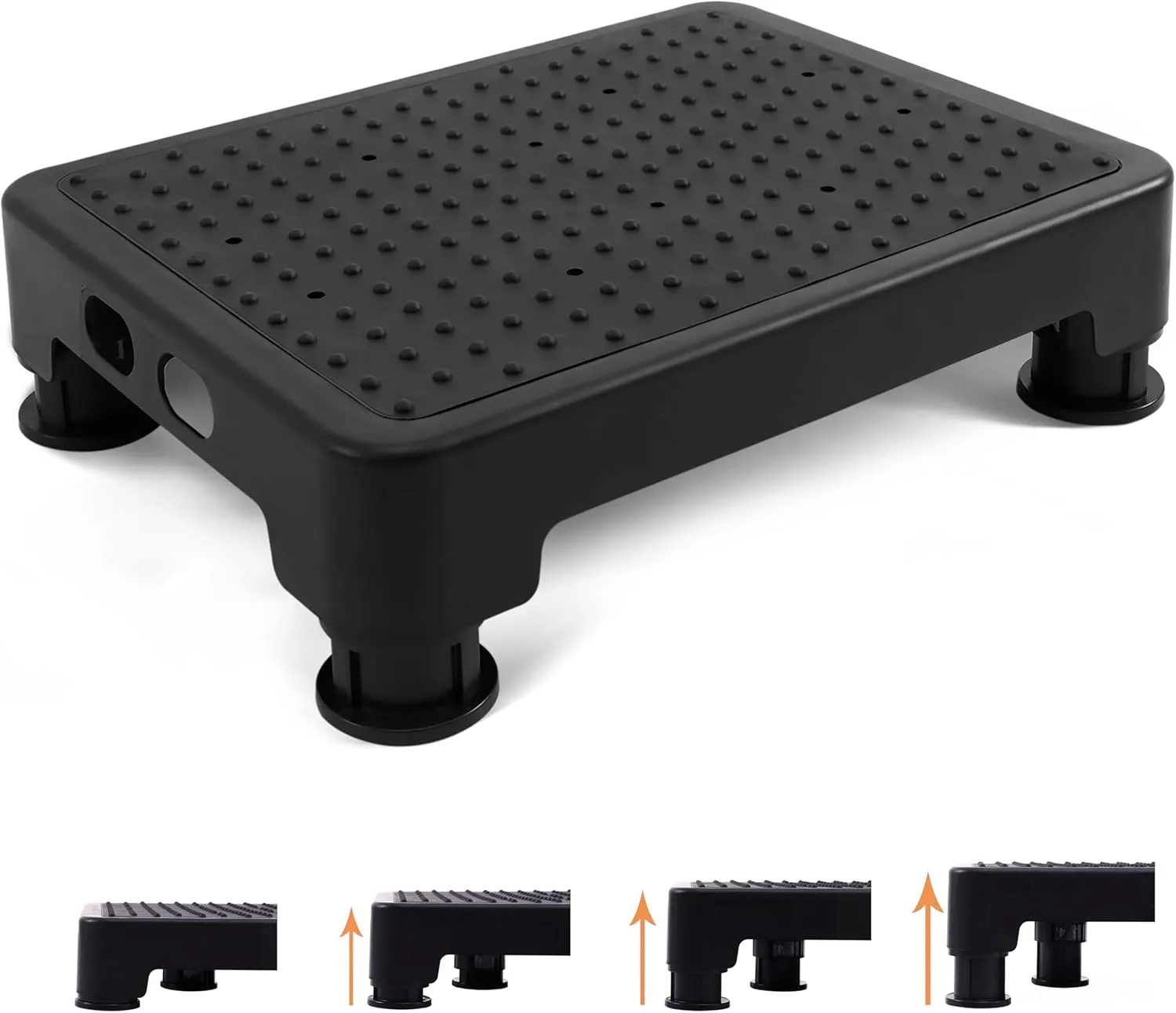 CHIKILLA Adjustable Step Stool for Adults Kids and Senior, Non-Slip Step Platform Indoor and Outdoor for Pregnant Woman, Portable Stair Assist for Kitchen Car Bedside and Shower, Black-Black, 3.4-5In