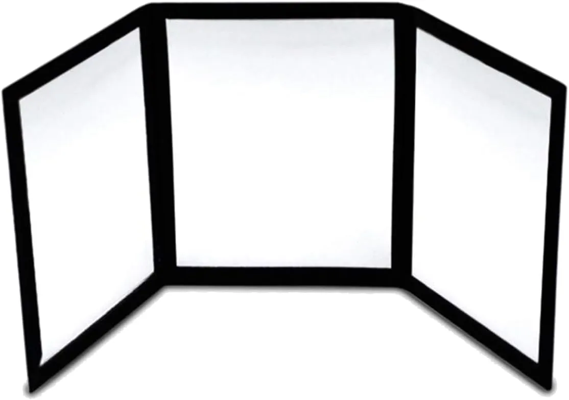 CHono 3 Way Mirror, Portable Mirror for Makeup, Hair Styling, Magic Tricks, 9.5"L x 7.1"W, Modern Black Framed Glass Mirror
