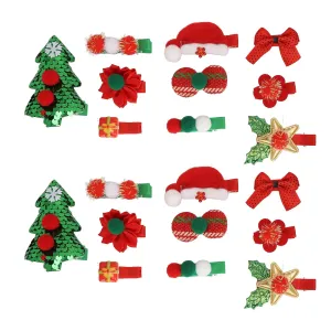 Christmas Hair Barrettes Sequined Glittering Tree Clips Set for Children Festive Red Fashionable Accessories for Holiday Cheer