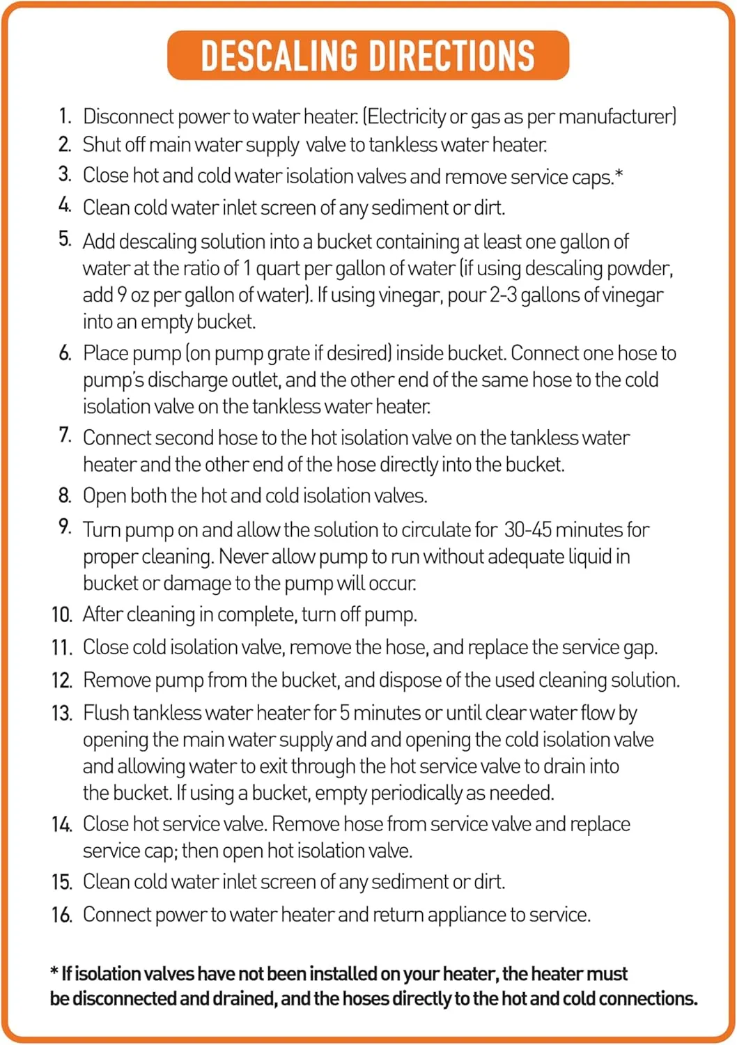 Chromex Tankless Water Heater Flush Kit with Gallon Liquid Descaling Solution and 1/6HP Extra Strength Pump