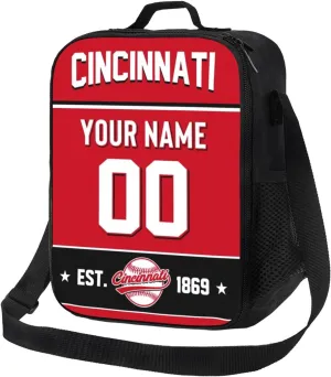 Cincinnati Lunch Bag Lunch Box Cooler Custom Any Name and Any Number Personalized Gifts for Fans Men Women