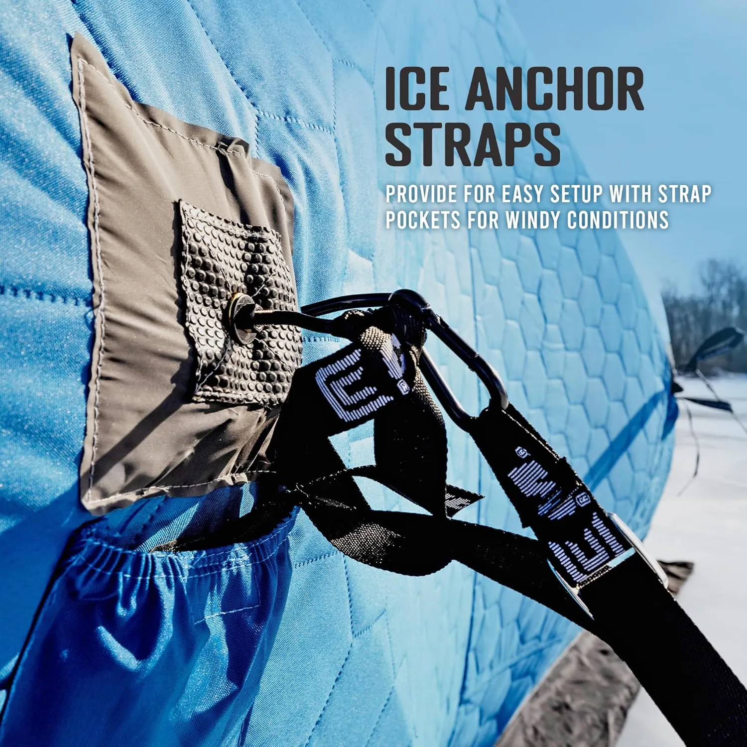 CLAM Portable Fishing Angler Thermal Hub Shelter Tent with Anchor Straps, Carrying Bag