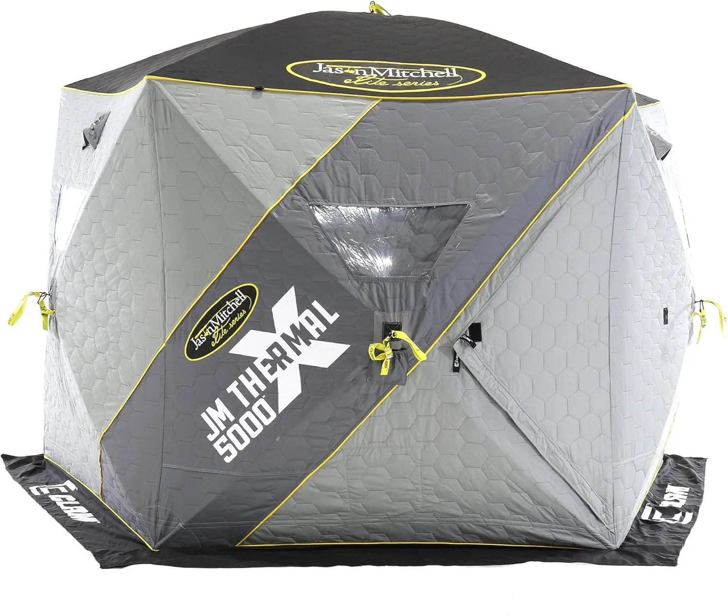 CLAM Portable Fishing Angler Thermal Hub Shelter Tent with Anchor Straps, Carrying Bag